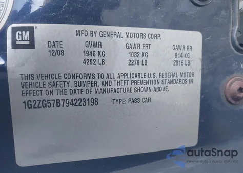2009 Pontiac G6 from USA, damaged, VIN 1G2ZG57B794223198
